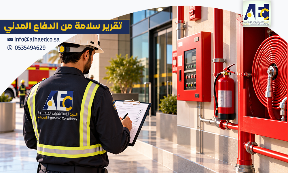 تقرير سلامة من الدفاع المدني | مكتب هندسي معتمد 0535494629